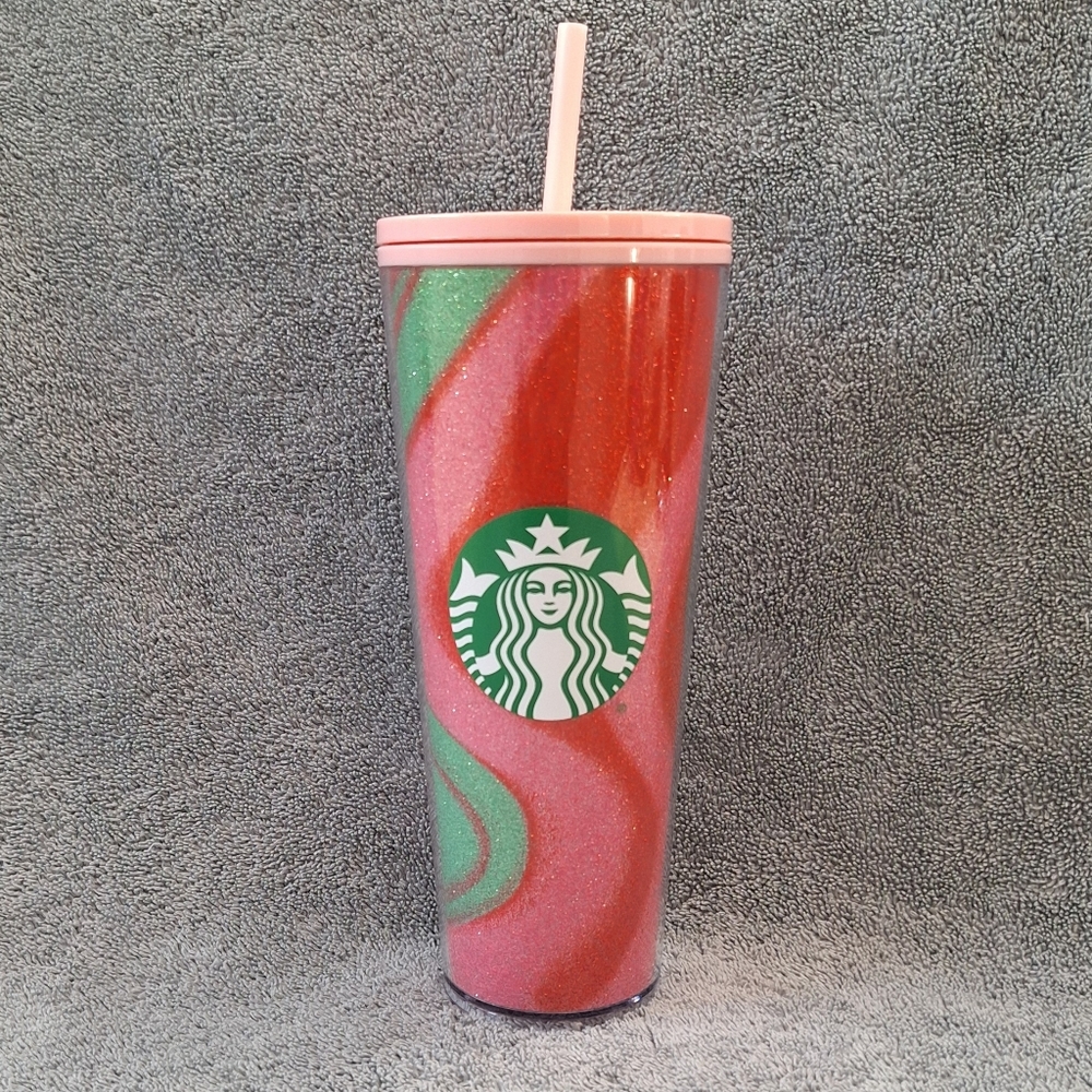 Starbucks Holiday 2020 Glitter Peppermint Swirl 24 oz. Cold Cup Tumbler